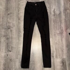 Fashion Nova Black Skinny Ripped Jeans SIZE US 5